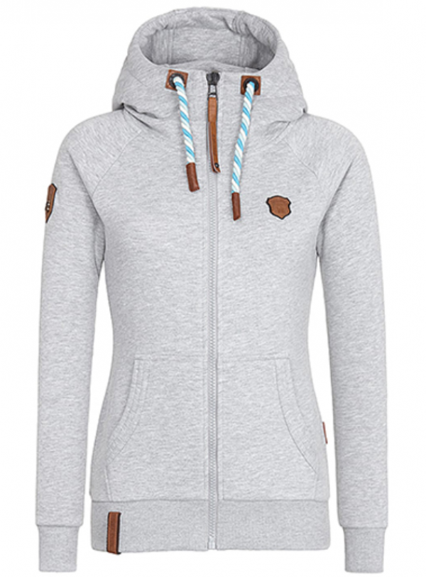 Hoodie dengan aksen ritsleting di bagian kerah